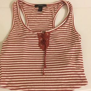 STRIPED LACE UP TANK
